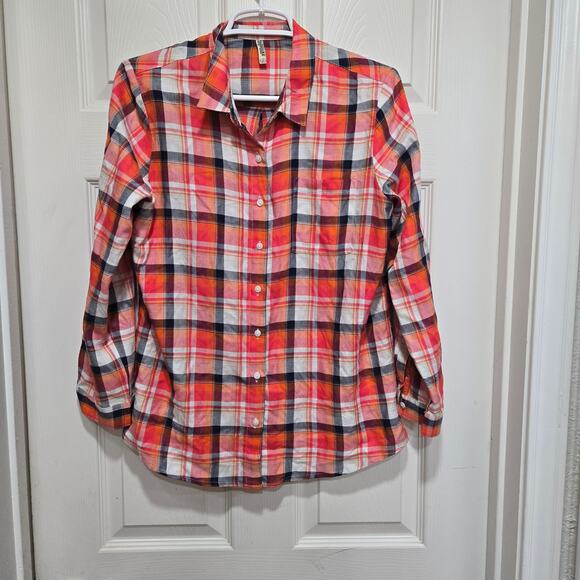 Bare Denim Rayon Plaid Button Down Shirt Large - Picture 7 of 10